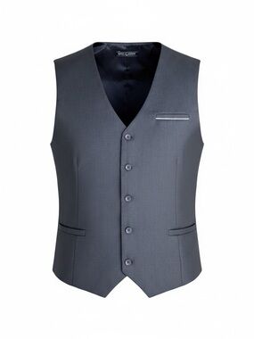 Men's Charcoal Gray Dress Vest - Sleek Tailored Waistcoat -XL- bartender-music